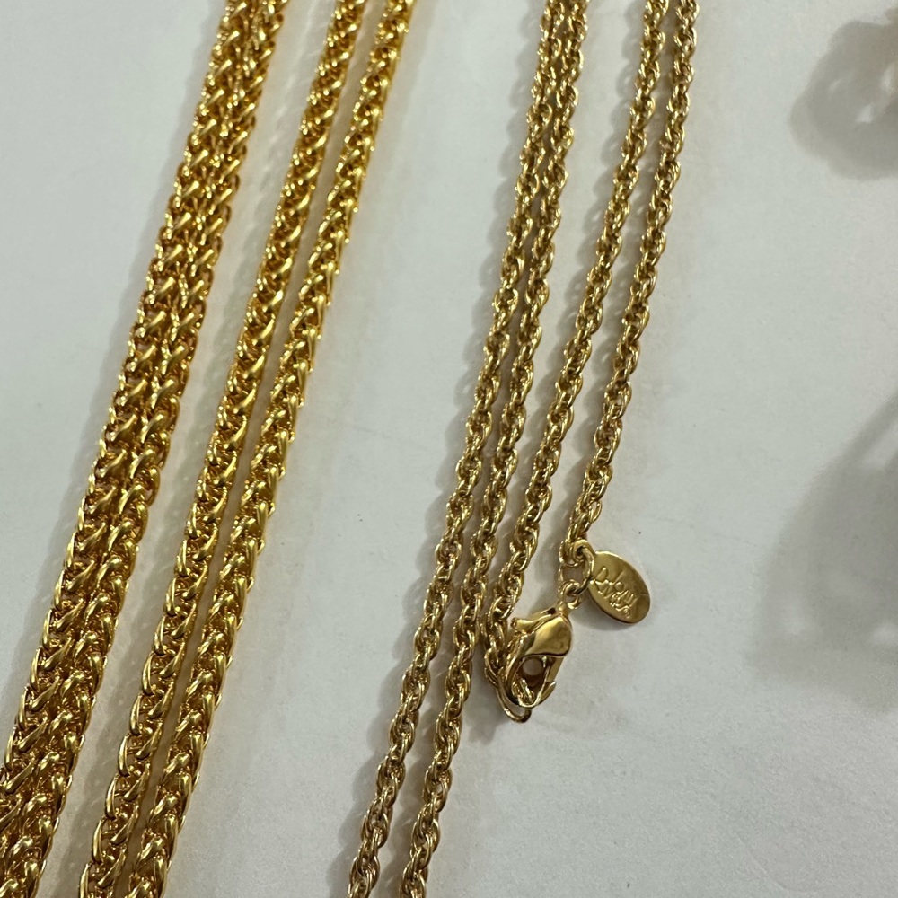 Joan Rivers Gold and Green Necklace Set with 3 pair of gold tone earring sets - Picture 3 of 6
